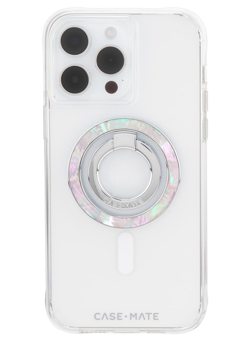 CASE-MATE - MagSafe Ring Stand - Magnetic Grip Holder, Strong Secured Magnets 3x iPhone Weight, Removable Grip for Apple iPhone 15/14/13/12 Series & MagSafe Cases - Mother Of Pearl Pearl - Image 1