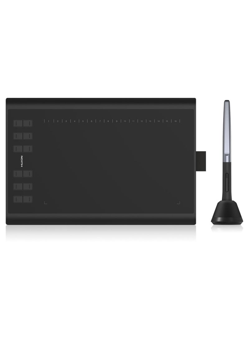 HUION Inspiroy H1060P Graphics Drawing Tablet | 12 Customizable Hot Keys, 8192 Pressure Sensitivity, Battery-Free Stylus | 10x6.25" Work Area Black  - Image 1