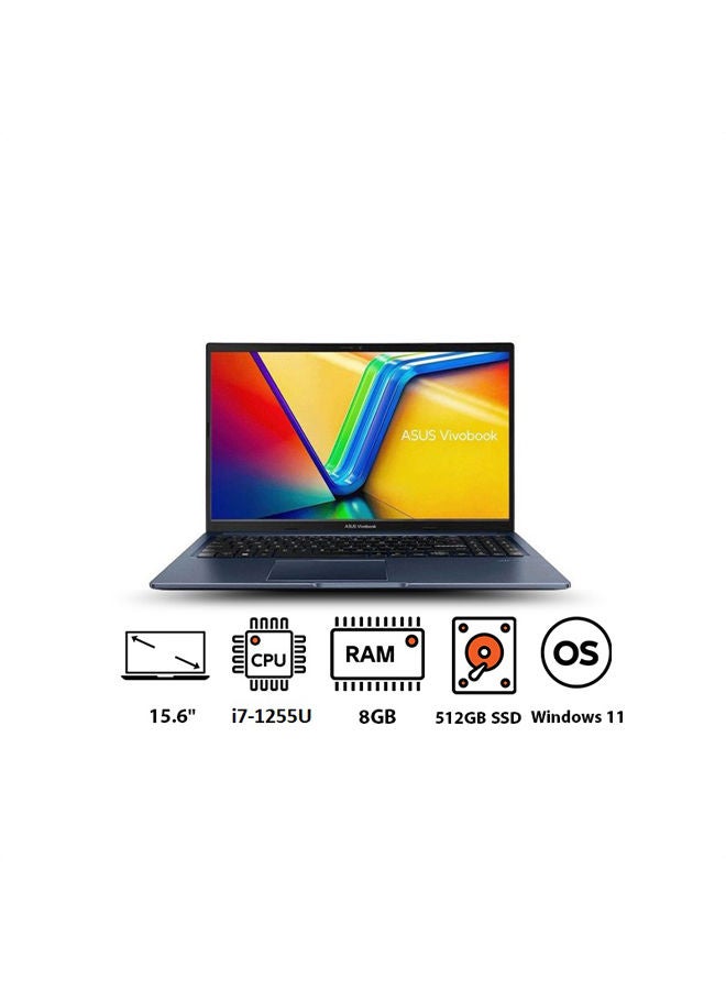 ASUS - 90NB0VX1-M036B0 Laptop With 15.6 Inch FHD/ Core i7-12700H /8 GB Ram /512 Gb SSD/ Intel Uhd Graphics/ Windows 11 Home/English/Arabic /Quiet Blue English/Arabic Quiet Blue - Image 1