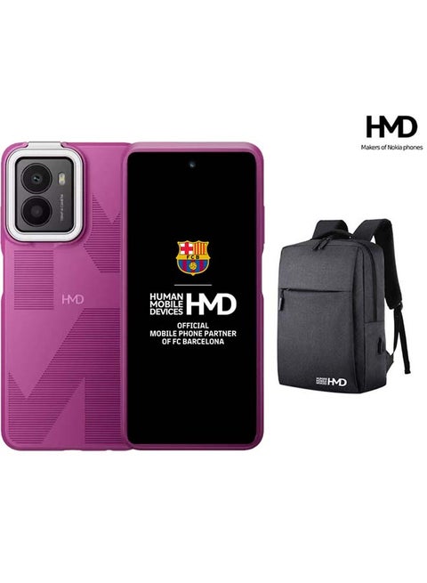 (Makers of Nokia) Fusion 5G Dual SIM 12+12GB RAM 256GB with Noir Pink Selfie Case + USB Back Pack + 1 year Screen Damage Protection - Middle East Version