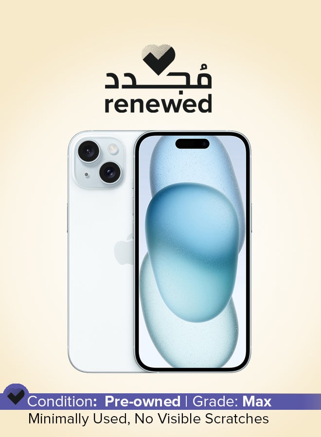 أبل Renewed - iPhone 15 Physical Dual Sim 128GB Blue 5G With FaceTime  - Image 1