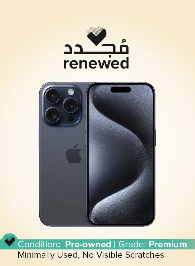 Apple Renewed - iPhone 15 Pro Physical Dual Sim 256GB Blue Titanium 5G With FaceTime - Image 1