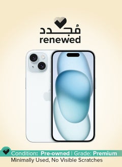أبل Renewed - iPhone 15 Physical Dual Sim 128GB Blue 5G With FaceTime  - Image 1