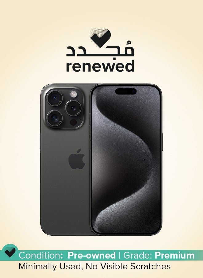 ابل  Renewed - iPhone 15 Pro Physical Dual Sim 512GB Black Titanium 5G With FaceTime - Image 1