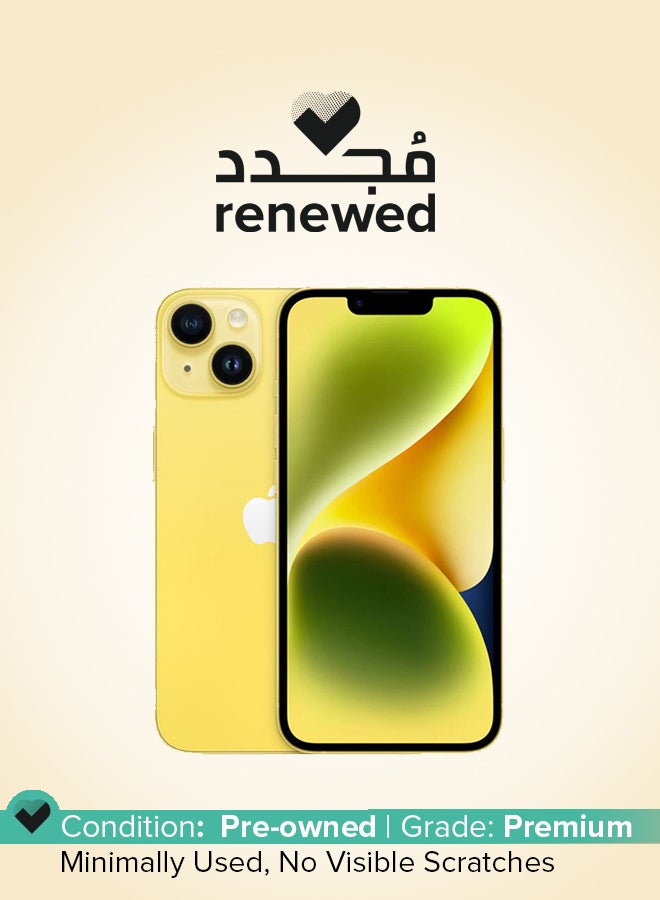 ابل  Renewed - iPhone 14 Physical Dual SIM 128GB Yellow 5G With FaceTime - Image 1