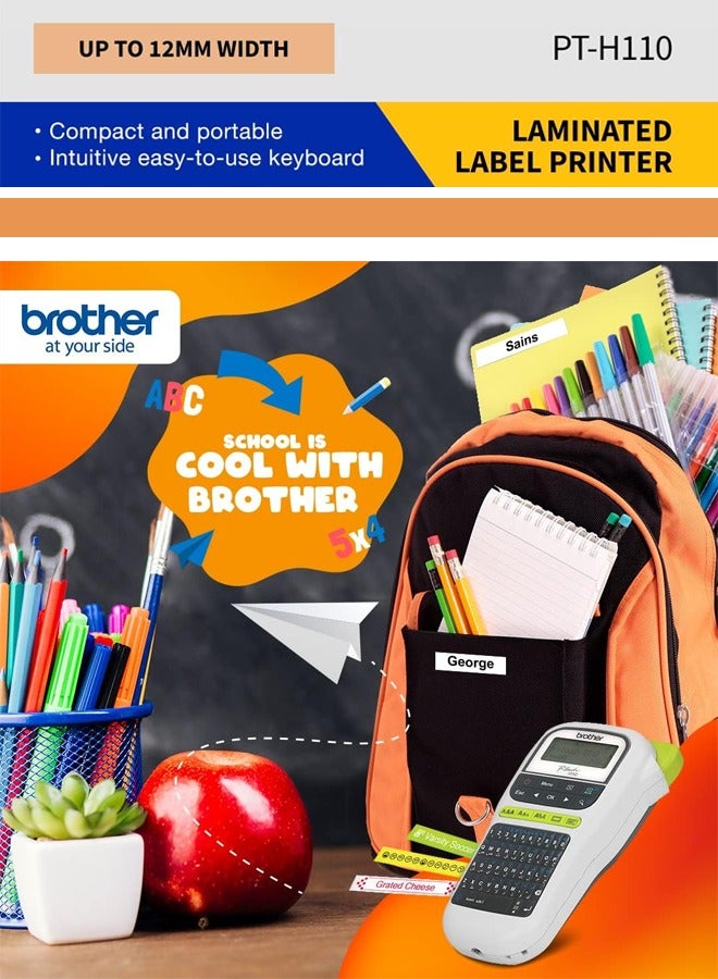 brother - PT-H110 P-Touch Portable Label Maker Handheld Labelling Machine white - Image 1