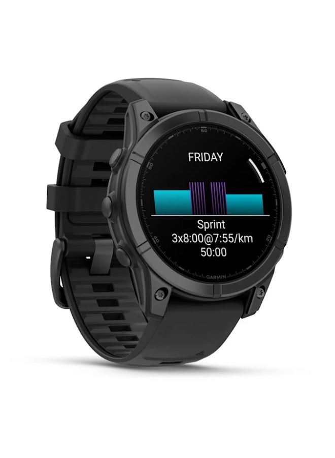GARMIN Fenix E - 47MM - Up To 16 Days Battery Life - 1.3"inch Amoled Display, Scratch Resistant, Corning ® Gorilla ® Glass, Heart Rate Monitor, All Day Stress Monitor, Advanced GPS Features,  Built-in GNSS and Sport Apps, iOS And Android Compatible Slate Gray  - Image 3