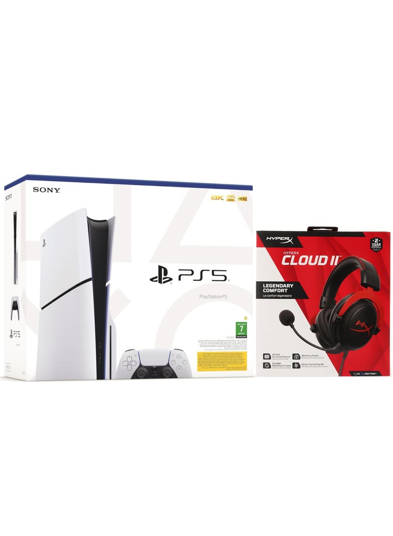 Sony PlayStation 5 Slim Disc Console With HyperX Cloud II Headset - KSA Version  - Image 1