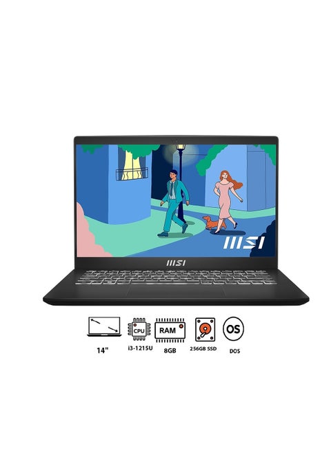 MSI Modern14 C12MO-1074XEG  intel Core i5-1235U Intel Graphics 8GB DDR4, 512GB SSD DOS - Black English/Arabic Black