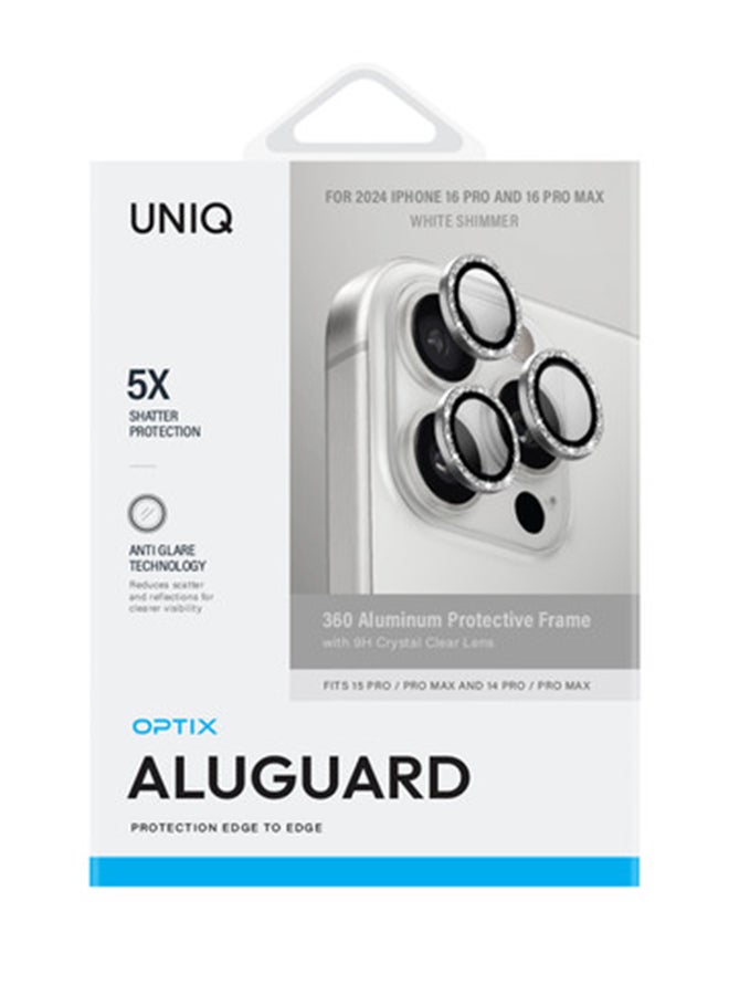 Uniq Optix Iphone 16 Pro,Iphone 16 Pro Max (2024) 6.3/6.9 Aluminium Shimmery Camera Lens Protector - White Shimmer  - Image 2