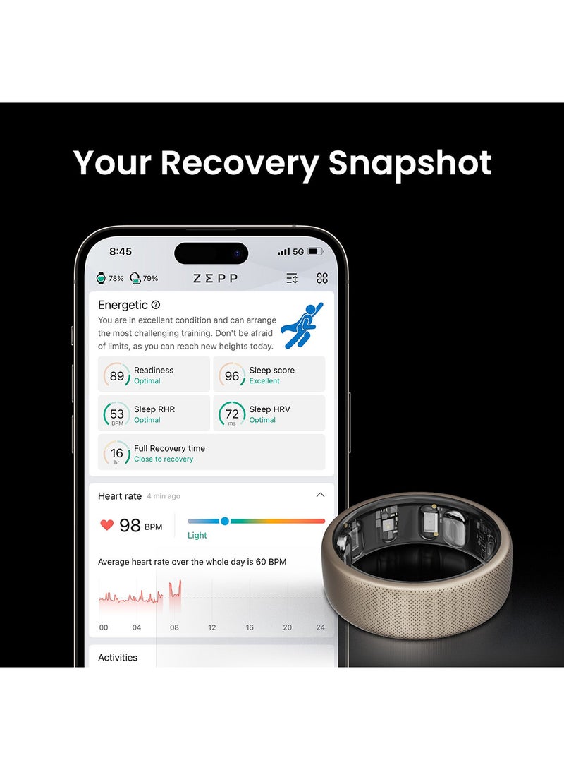 Amazfit - Helio Smart Ring Watch By Day, Ring By Night Titanium 10 - Image 1