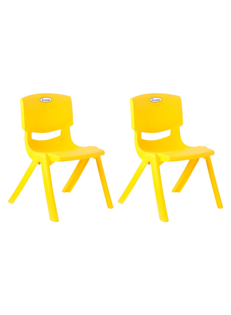 ESQUBE Kids Deluxe Study Chair Pack Of 2 Yellow  - Image 1