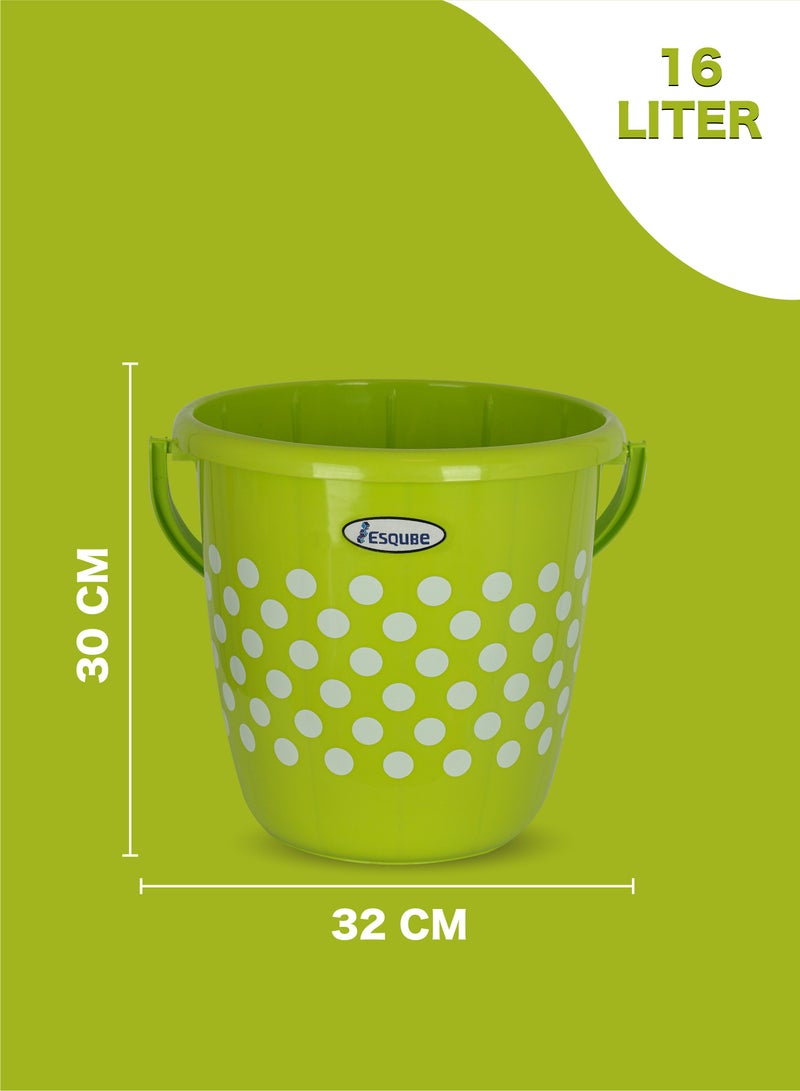 ESQUBE Plastic Omega Bucket Green 16Liters  - Image 2