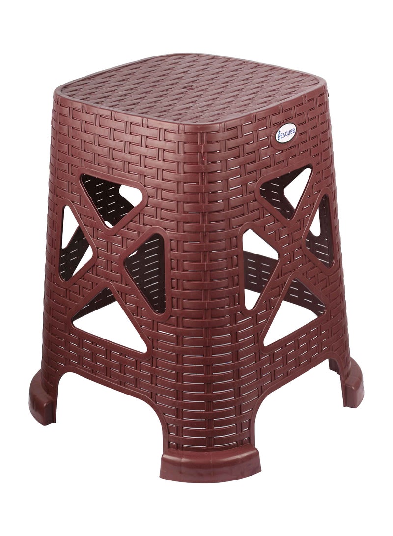 اسكيوب Esqube Plastic High Stool Square for Indoors and Outdoors Brick Red  - Image 1