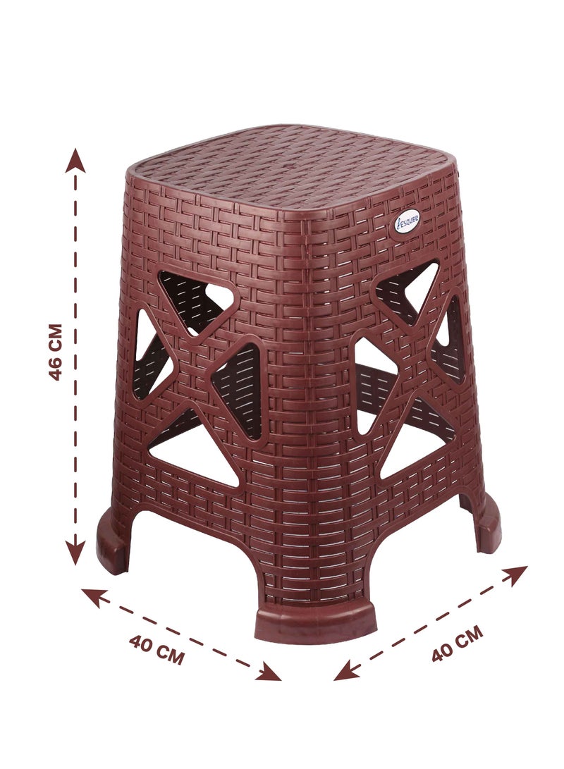 اسكيوب Esqube Plastic High Stool Square for Indoors and Outdoors Brick Red  - Image 3