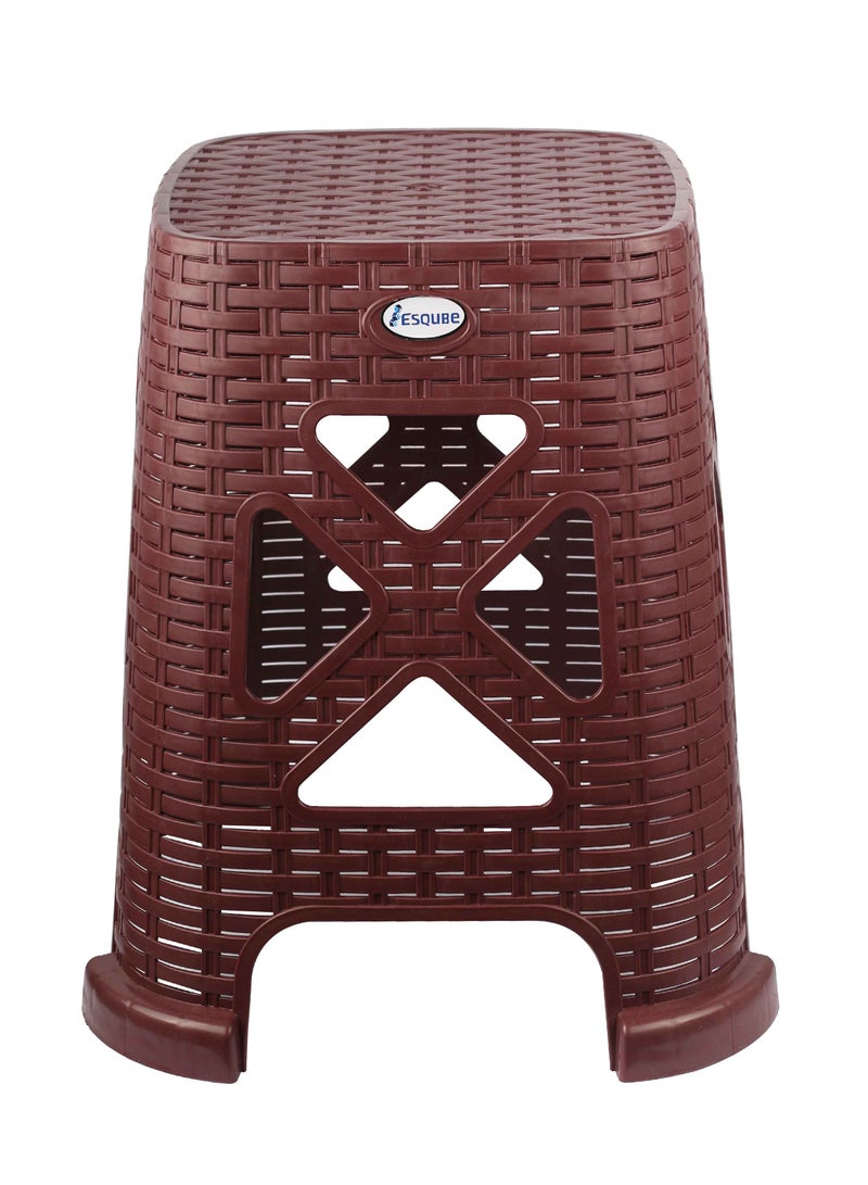 اسكيوب Esqube Plastic High Stool Square for Indoors and Outdoors Brick Red  - Image 2
