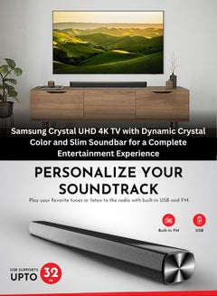 Samsung 55-Inch Crystal UHD DU8000 4K Smart Tv HDR 10+, Dynamic Crystal Color, AirSlim Design With 2.0 Channel Soundbar 30W, HDMI ARC, Bluetooth, USB, MP3, FM Station 55DU8000+SOUNDBAR Grey  - Image 4