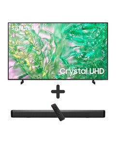 Samsung 55-Inch Crystal UHD DU8000 4K Smart Tv HDR 10+, Dynamic Crystal Color, AirSlim Design With 2.0 Channel Soundbar 30W, HDMI ARC, Bluetooth, USB, MP3, FM Station 55DU8000+SOUNDBAR Grey  - Image 1