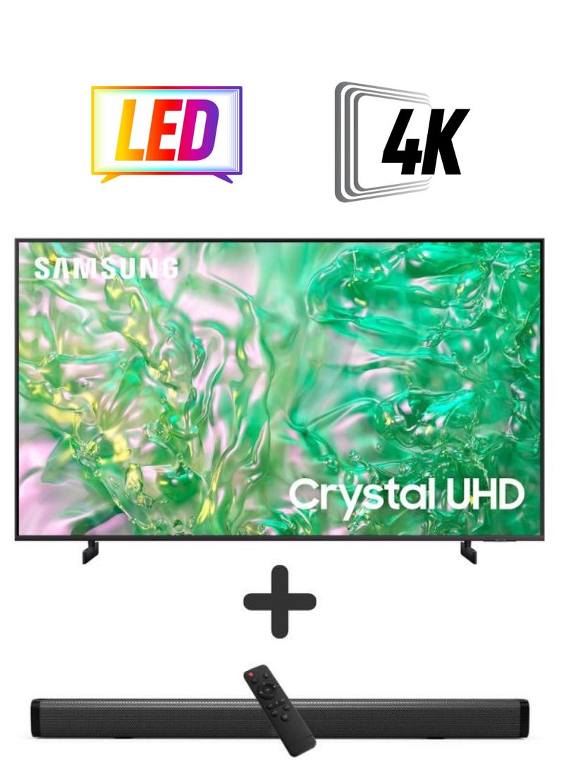 سامسونج تلفزيون كريستال UHD 4K ذكي مقاس 55 بوصة يعمل بنظام التشغيل Tizen OS مع شريط صوت 2.0 قناة بقوة 600 وات وبلوتوث وUSB وراديو FM  - Image 1
