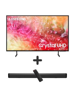 Samsung 75-Inch Crystal UHD DU7000 4K Tizen OS Smart TV with HDR 10+, PurColor, Knox Security With 2.0 Channel Soundbar 30W, HDMI ARC, Bluetooth, USB, MP3, FM Station ` 75DU7000+SOUNDBAR Black  - Image 1