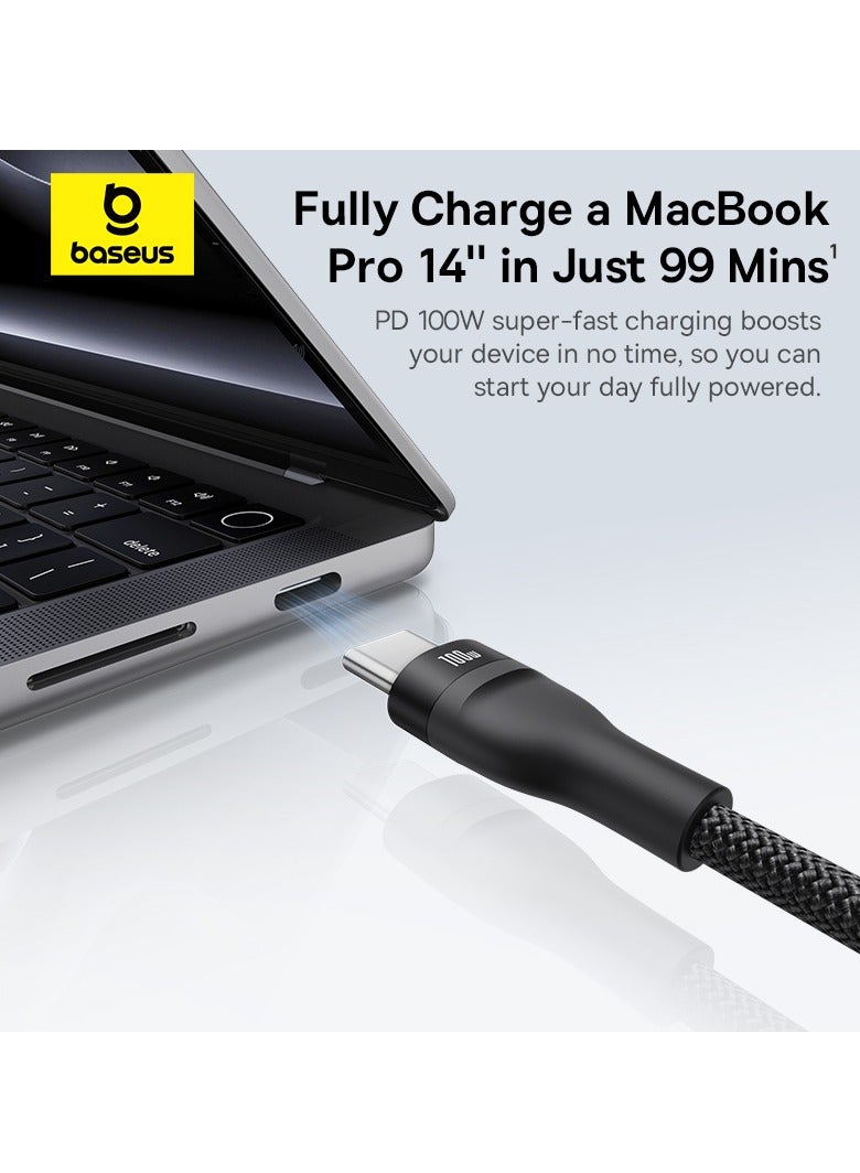 Baseus 3-in-1 100W All Type-C Cable, High-Speed Charging & Data Transfer Cable with USB-C Connectors for Laptops, Smartphones, Tablets, and Accessories, Supports Up to 100W Power Delivery, Compatible with Apple, Dell, Samsung, Huawei, Honor Google, and More- (1.5M) Black - Image 2