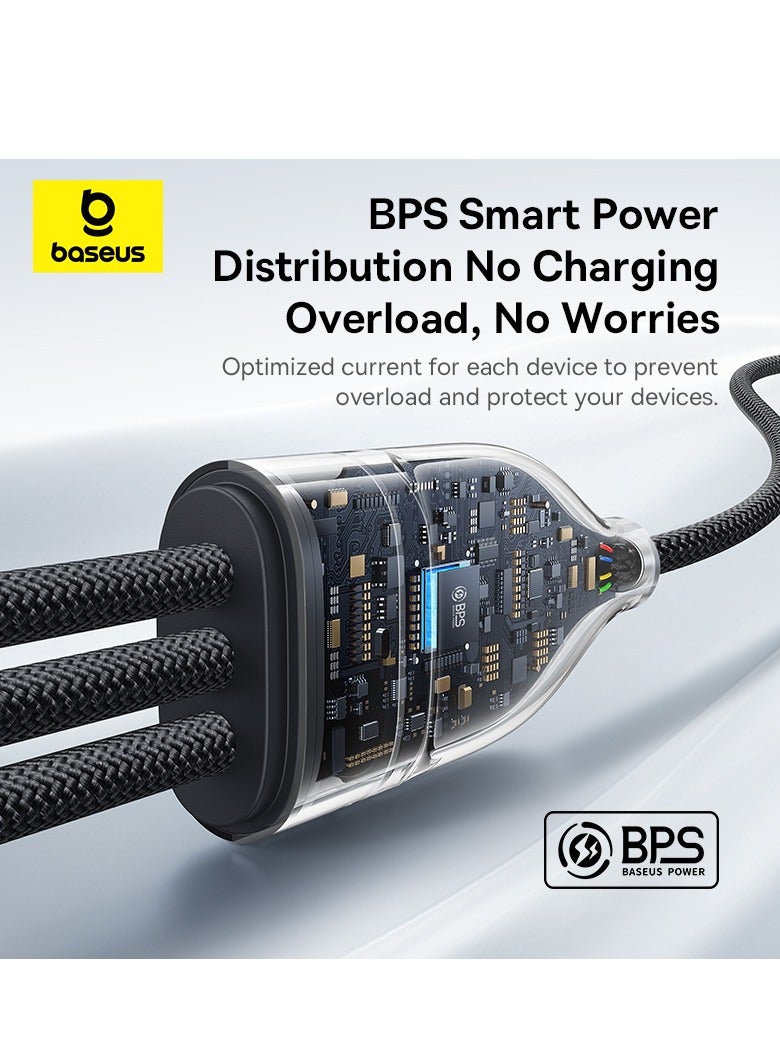 Baseus 3-in-1 100W All Type-C Cable, High-Speed Charging & Data Transfer Cable with USB-C Connectors for Laptops, Smartphones, Tablets, and Accessories, Supports Up to 100W Power Delivery, Compatible with Apple, Dell, Samsung, Huawei, Honor Google, and More- (1.5M) Black - Image 4