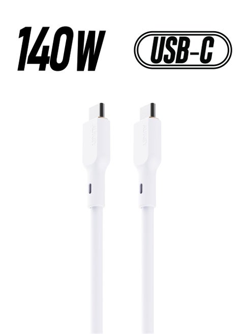 1.8M 140W Silicone USB C To USB C Cable - White