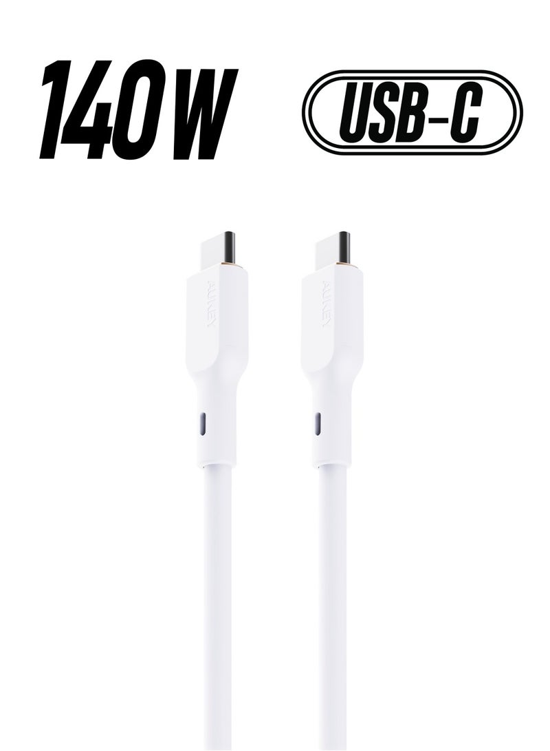 1.8M 140W Silicone USB C To USB C Cable - White