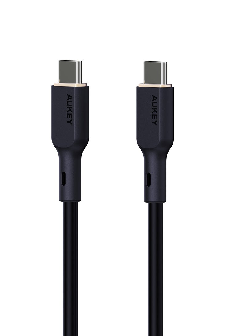 Aukey 1.8M 240W Silicone USB C to USB C Cable - Black - Image 3