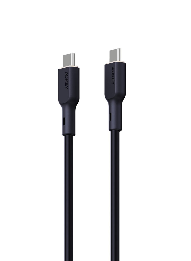 Aukey 1.8M 240W Silicone USB C to USB C Cable - Black - Image 4