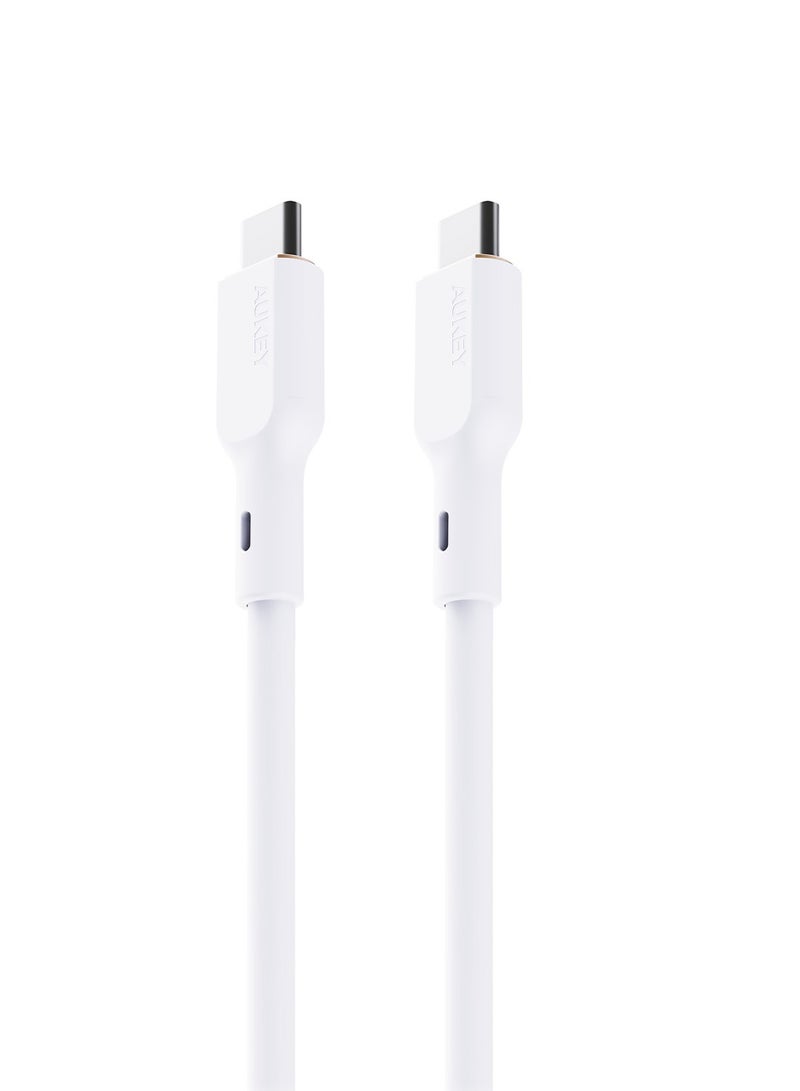 Aukey 1.8M 240W Silicone USB C to USB C Cable - White - Image 2