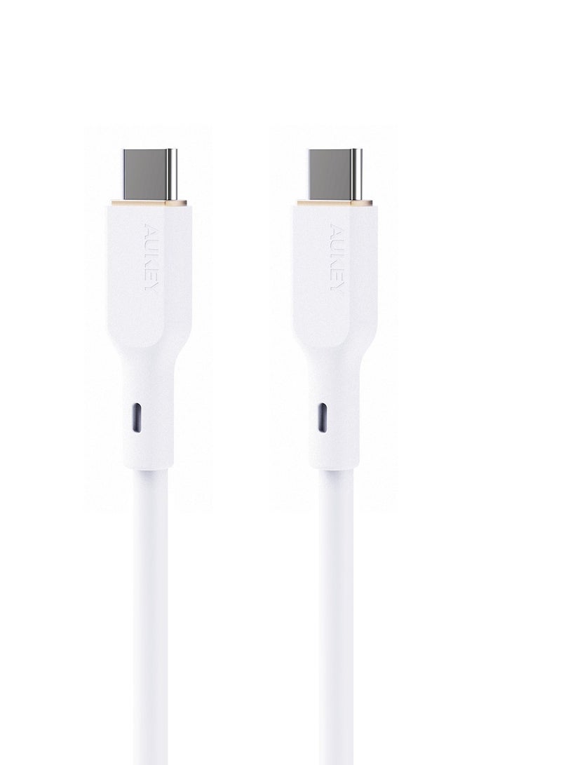 Aukey 1.8M 240W Silicone USB C to USB C Cable - White - Image 3