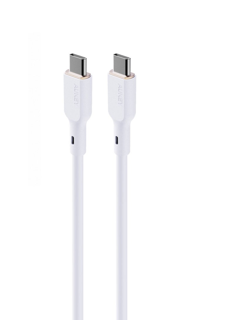 Aukey 1M 140W Silicone USB C to USB C Cable - White - Image 4