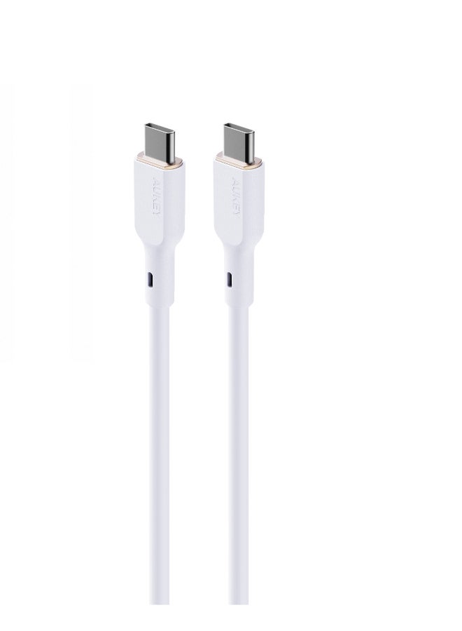 Aukey 1M 140W Silicone USB C to USB C Cable - White - Image 2