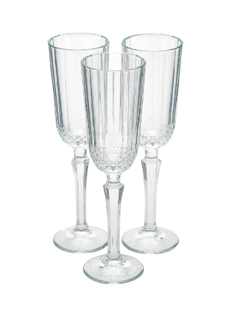 Pasabahce 3 Pieces Diony Champagne Flute Set 125 Ml, 207 Mm Height, 57 Mm Diameter Clear  - Image 3