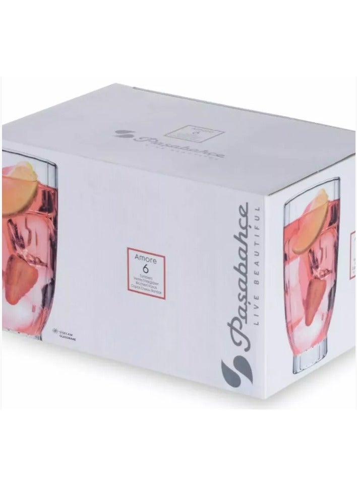 باساباتشي 6 Pieces Amore Long Drink Tumbler, 410 Ml Clear  - Image 5