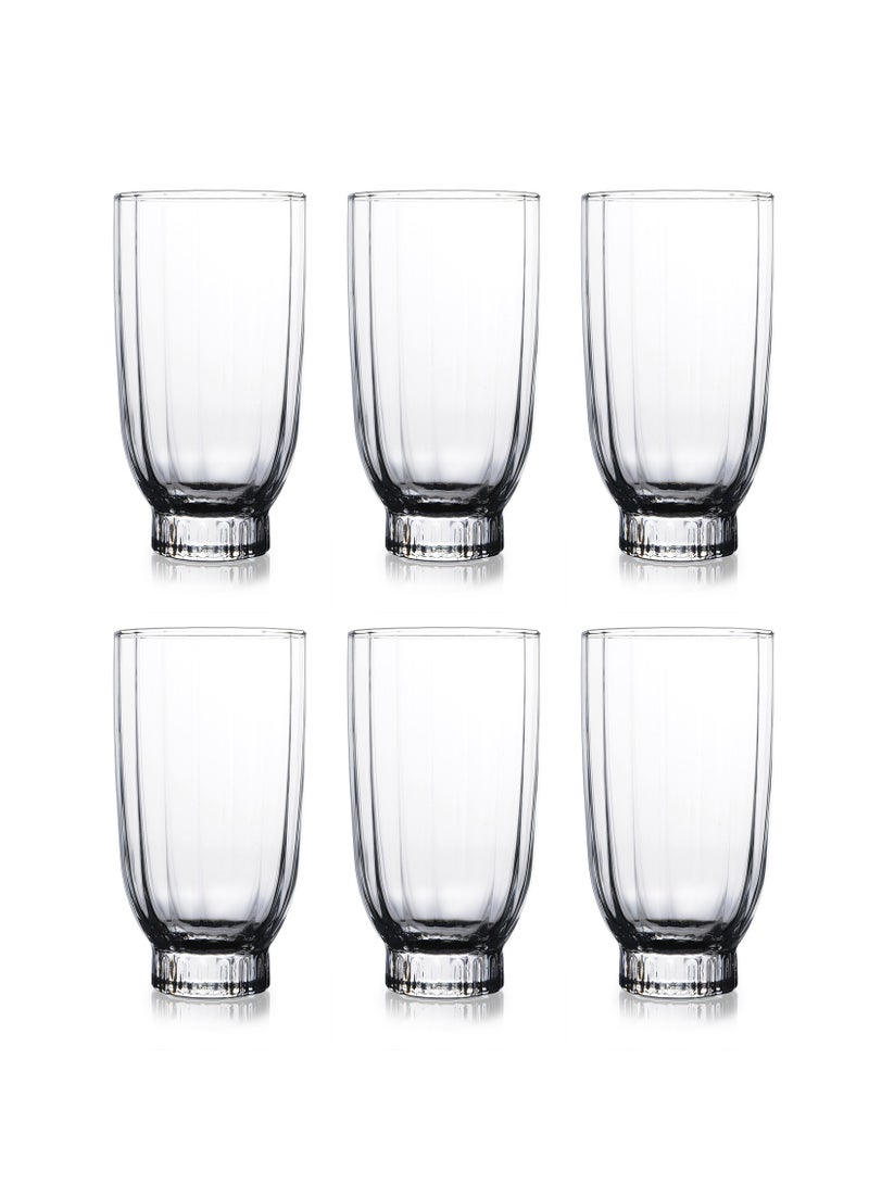 باساباتشي 6 Pieces Amore Long Drink Tumbler, 410 Ml Clear  - Image 2