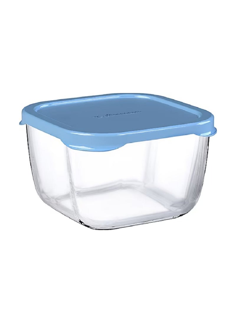 باساباتشي Snowbox Glass Food Container, 760 Ml, Blue Lid, 69 Mm Height, 130 Mm Green - Image 1