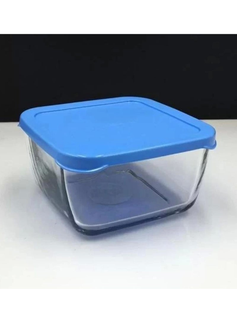 باساباتشي Snowbox Glass Food Container, 760 Ml, Blue Lid, 69 Mm Height, 130 Mm Green - Image 2