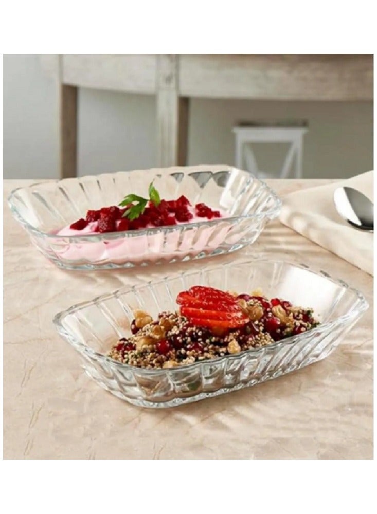 باساباتشي طبق خدمة مزه زجاجي 2 قطعة، 157X101 مم، ارتفاع 30 مم - Image 4