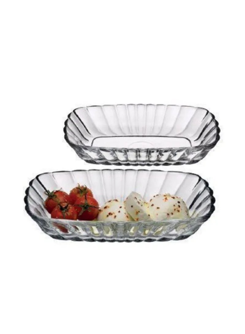 باساباتشي طبق خدمة مزه زجاجي 2 قطعة، 157X101 مم، ارتفاع 30 مم - Image 3