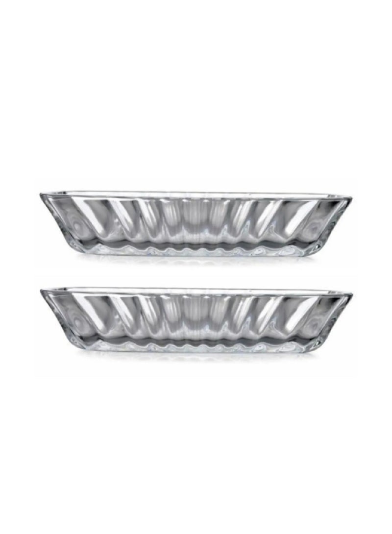 باساباتشي طبق خدمة مزه زجاجي 2 قطعة، 157X101 مم، ارتفاع 30 مم - Image 2