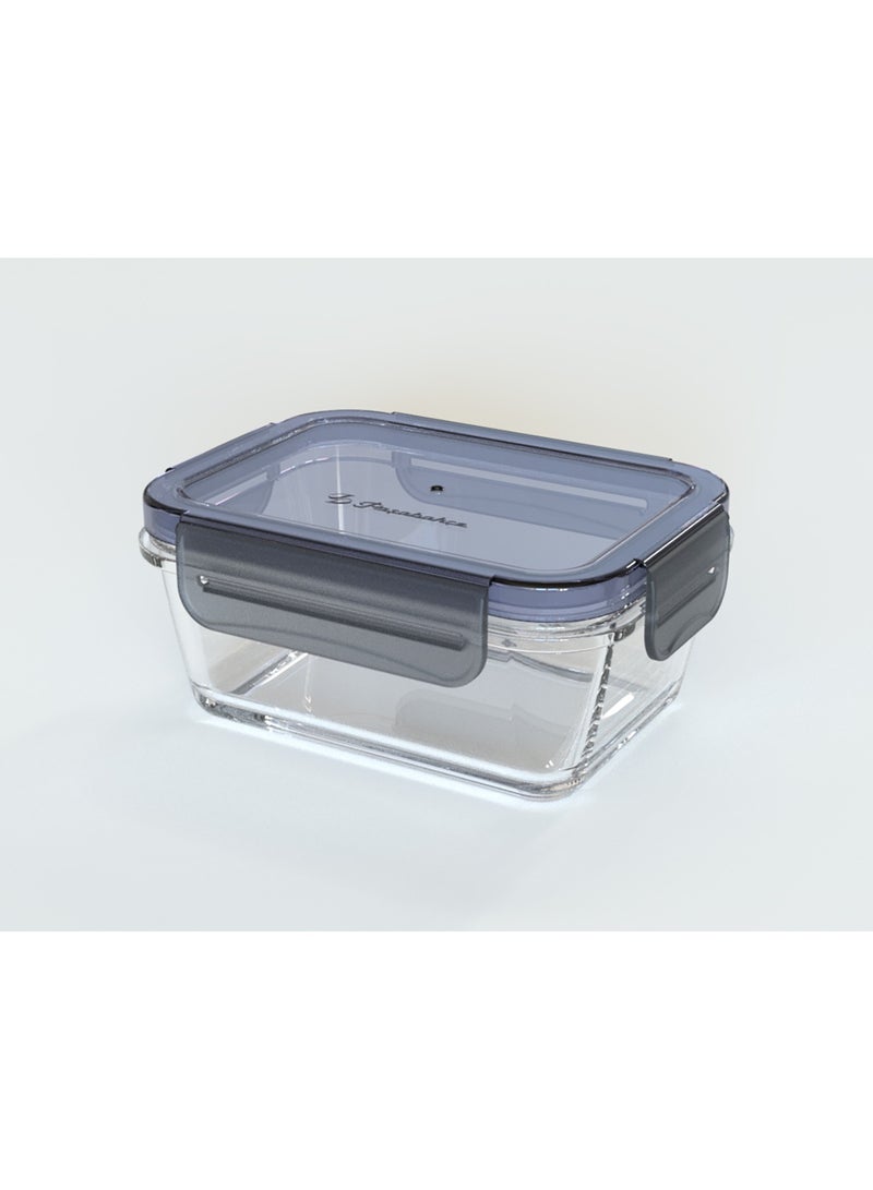 باساباتشي حاوية طعام زجاجية لوكي لوك، 365 مل، غطاء أزرق، قابلة للتكديس، ارتفاع 52 مم، 99X133 مم - Image 1