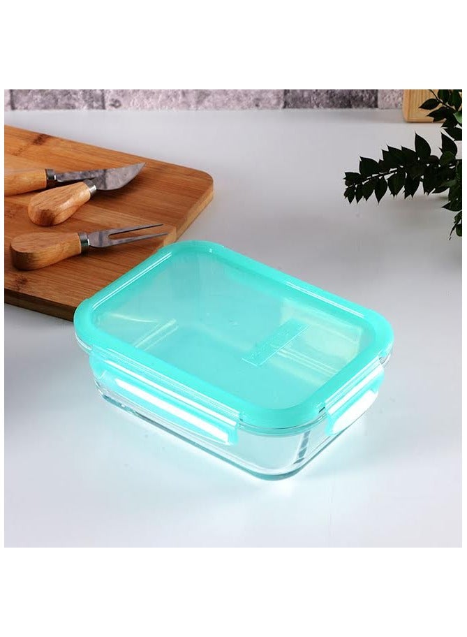 باساباتشي حاوية طعام زجاجية لوكي لوك، 1030 مل، غطاء أخضر، قابلة للتكديس، ارتفاع 60 مم، 198X148 مم - Image 2