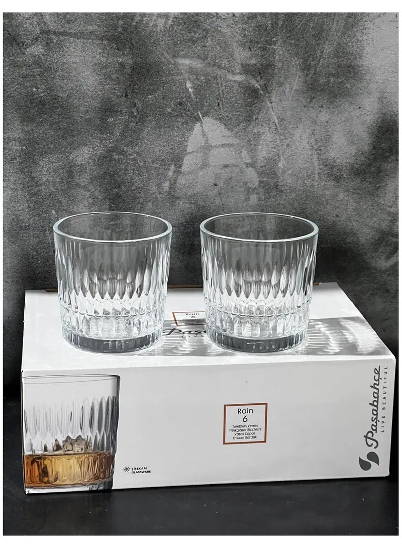 باساباتشي 6 Pieces Rain Whisky Tumbler, 300 Ml, 87 Mm Height, 87 Mm Diameter Clear  - Image 4