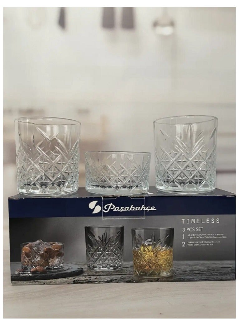باساباتشي طقم هدايا ويسكي خالد من 3 قطع 2 قطعة زجاج سعة 345 مل و 1 قطعة وعاء سعة 210 مل - Image 3