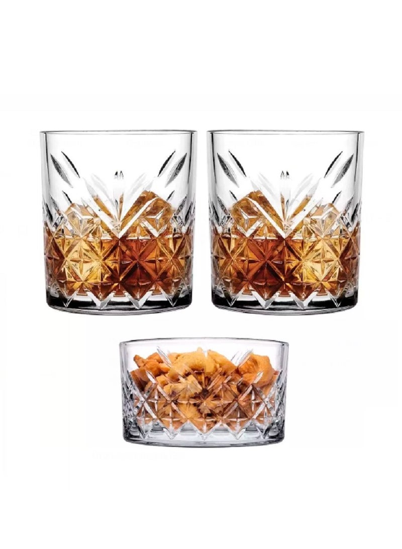 باساباتشي طقم هدايا ويسكي خالد من 3 قطع 2 قطعة زجاج سعة 345 مل و 1 قطعة وعاء سعة 210 مل - Image 2