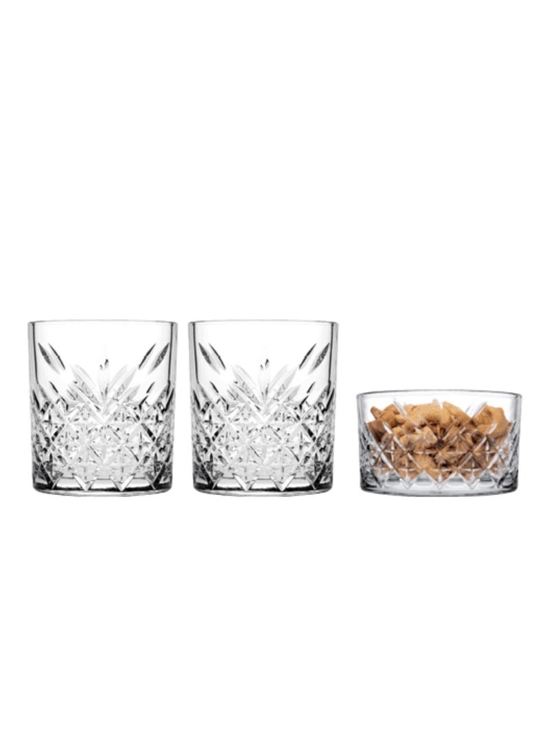 باساباتشي طقم هدايا ويسكي خالد من 3 قطع 2 قطعة زجاج سعة 345 مل و 1 قطعة وعاء سعة 210 مل - Image 4