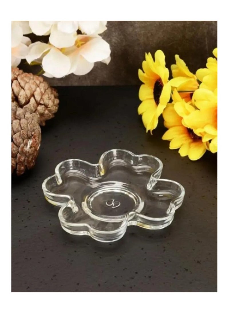 باساباتشي 6 Pieces Yonca Tea Plate Set 4-Leaf Clover Shape, 110 Mm Diameter, 18.5 Mm Height Clear - Image 5