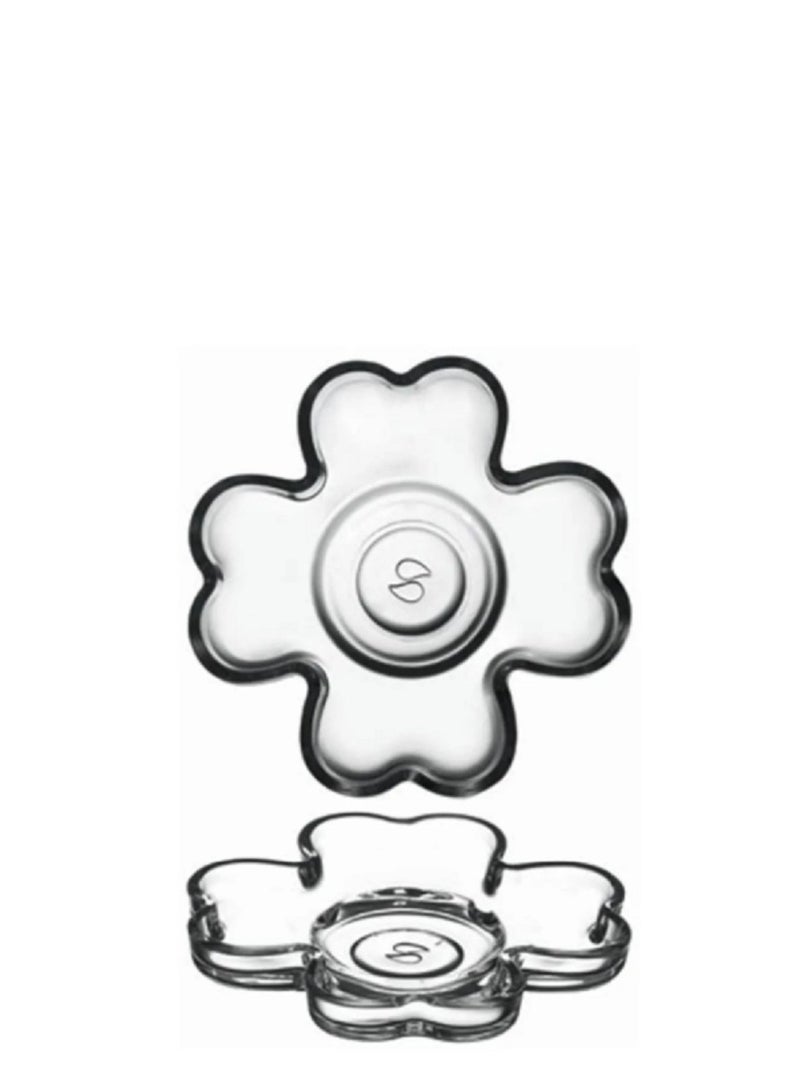 باساباتشي 6 Pieces Yonca Tea Plate Set 4-Leaf Clover Shape, 110 Mm Diameter, 18.5 Mm Height Clear - Image 1